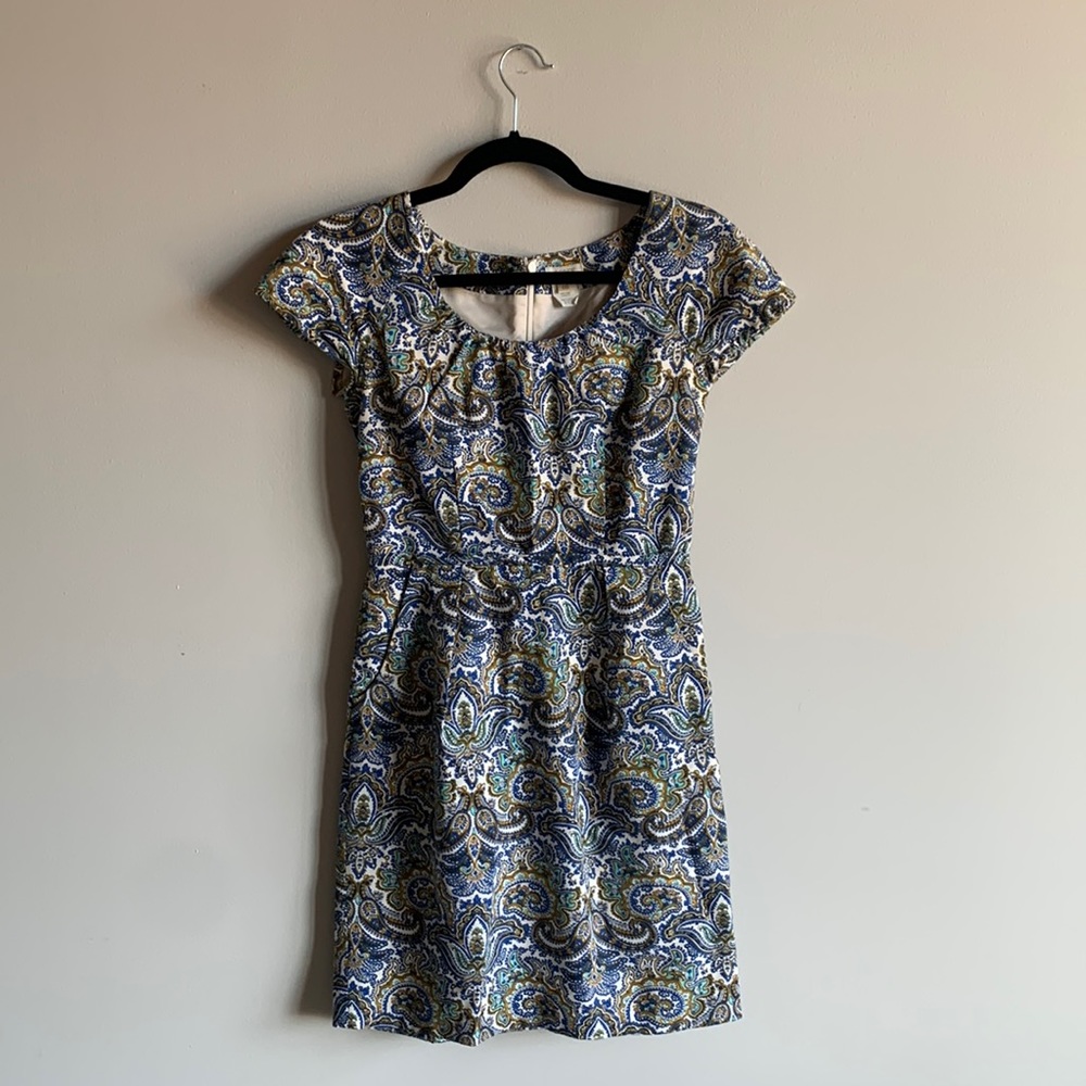 J Crew Paisley Short Sleeve Dress Size 00